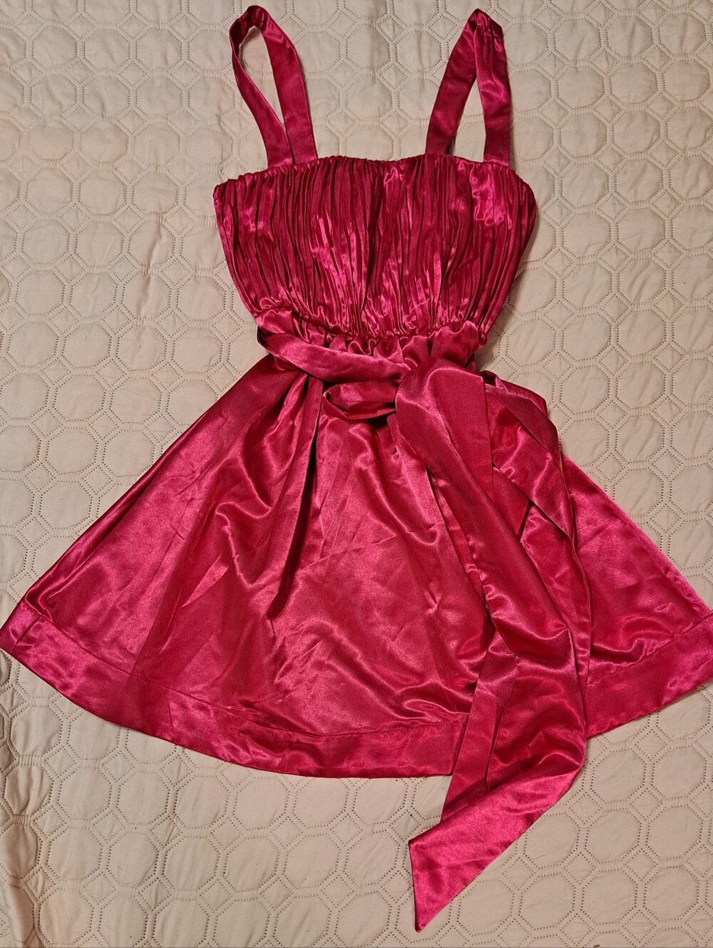 Maeve Womens  Satin Party Dress with Sash - Raspberry Pink Size 2